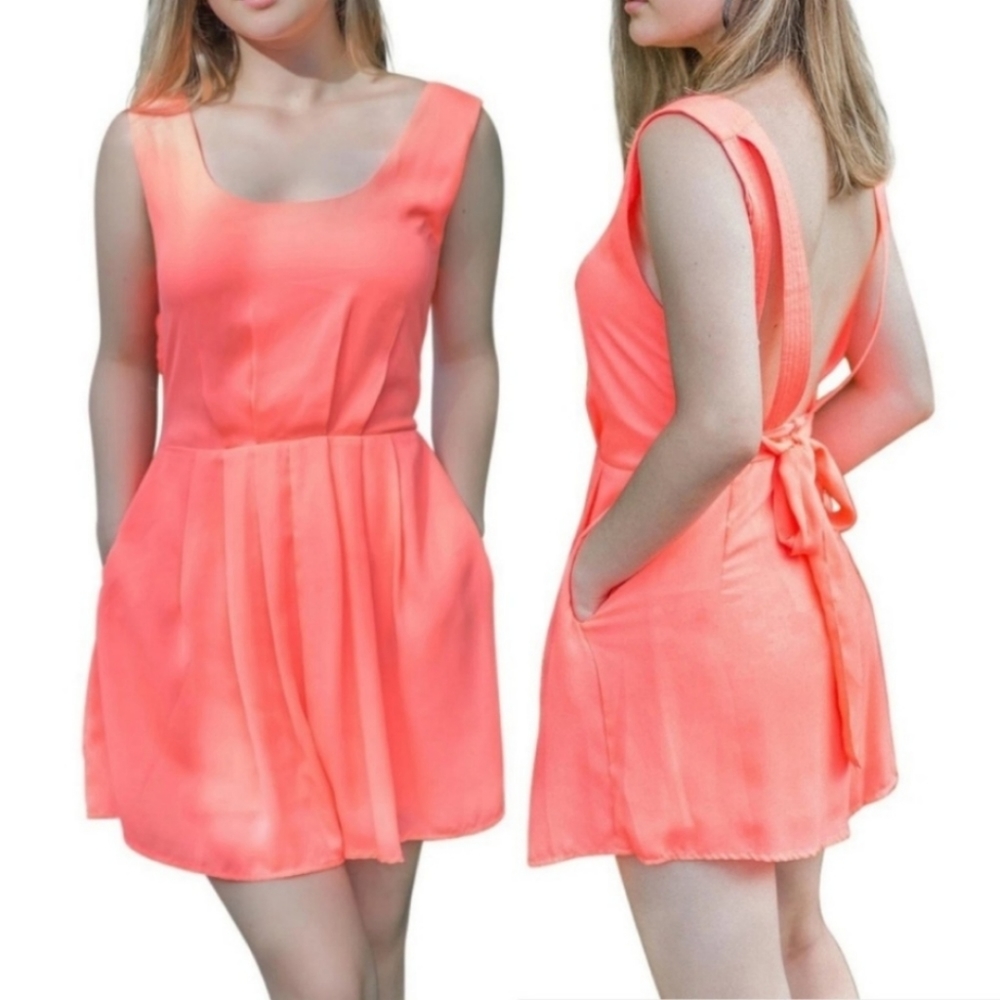 Double Zero Neon Pink Strappy Tie Back Romper - S